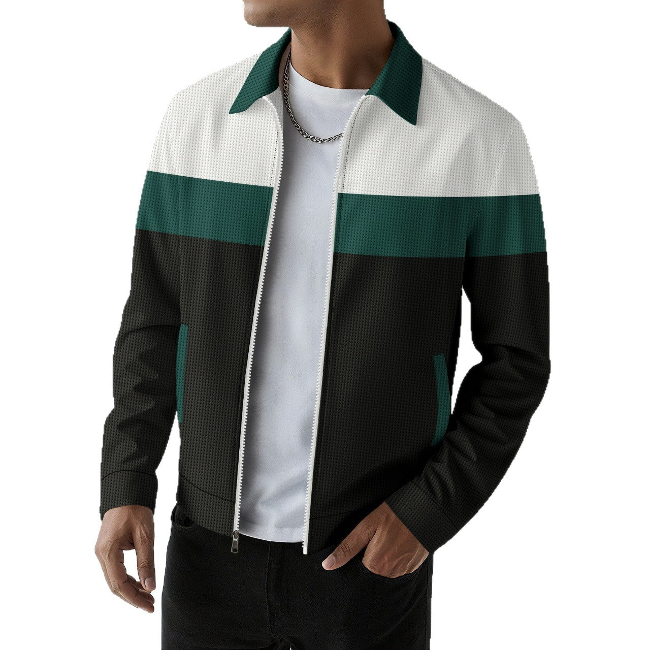 Adam Sherwin | Colorblock Zip Jacket With Notched Collar