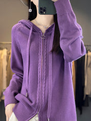 Georgina Wright | Zip-Up Knit Hoodie Cardigan