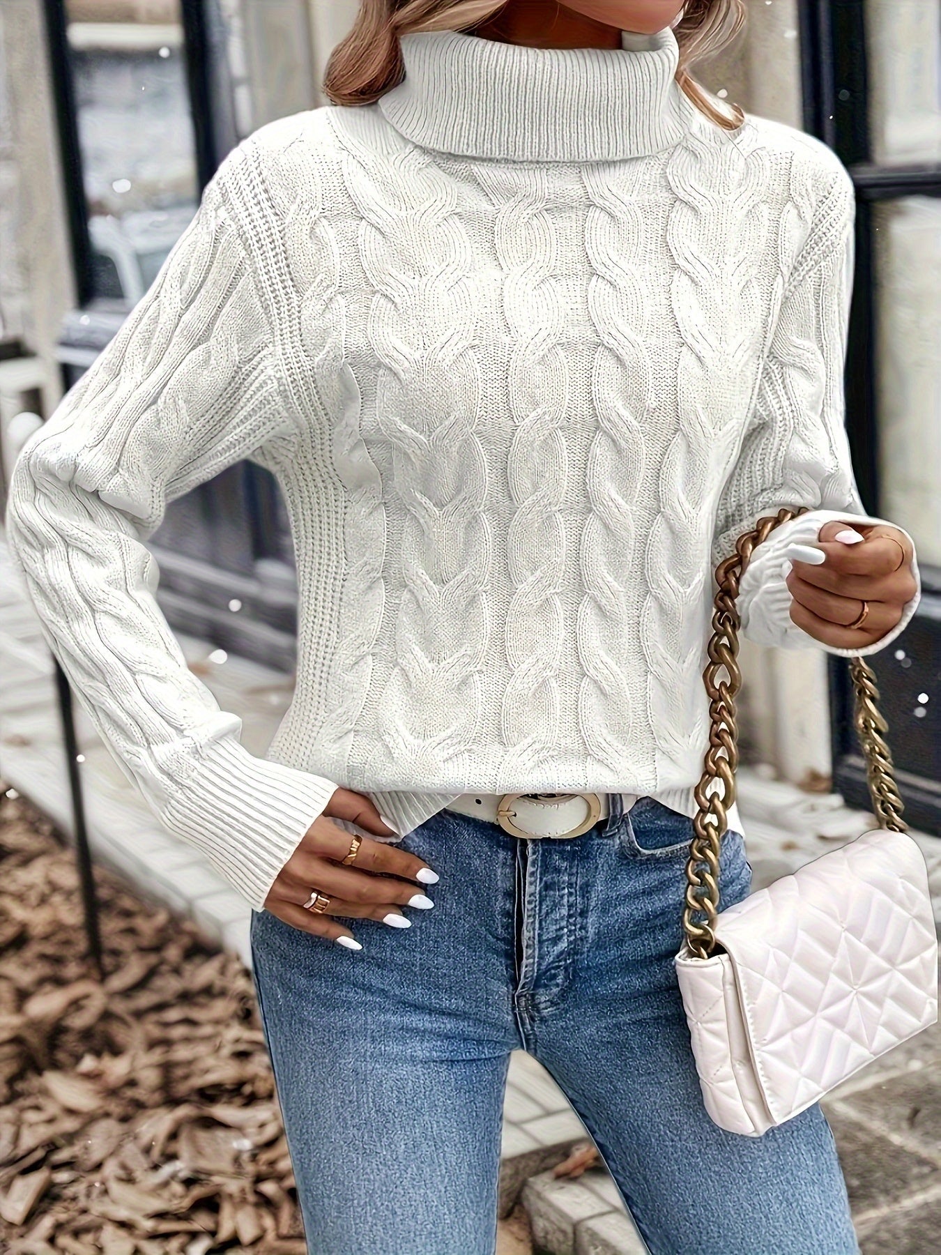 Fenella Sutherland | Cozy Cable-Knit Turtleneck Sweater