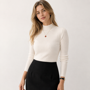 Daisy Williams | Ribbed Mock Neck Knit Sweater