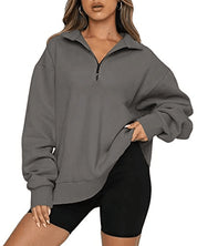 Harriet Fenwick | Oversized Blue Zip-Neck Sweatshirt