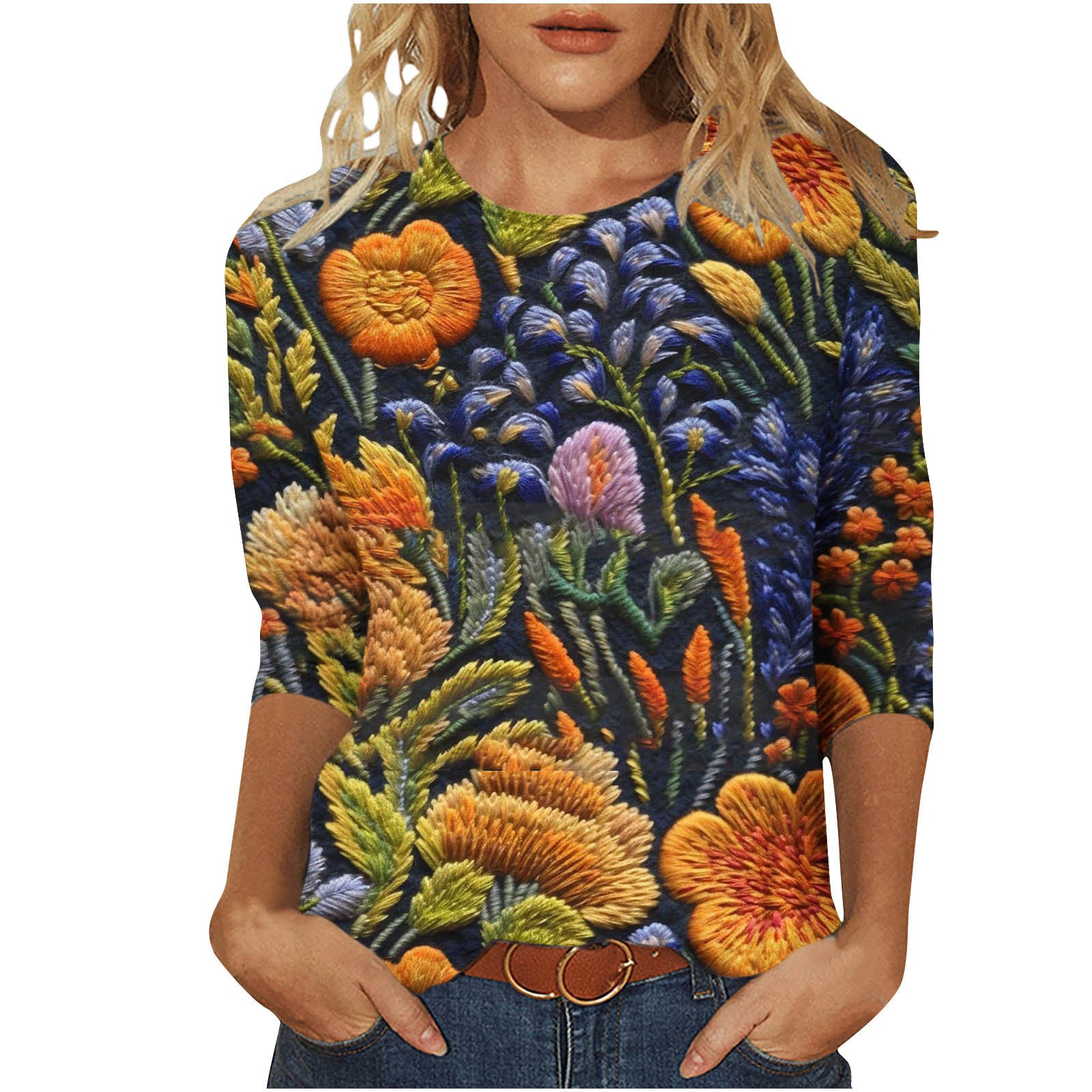 Rosie Fairbank | T-shirt z kwiatowym nadrukiem 3D