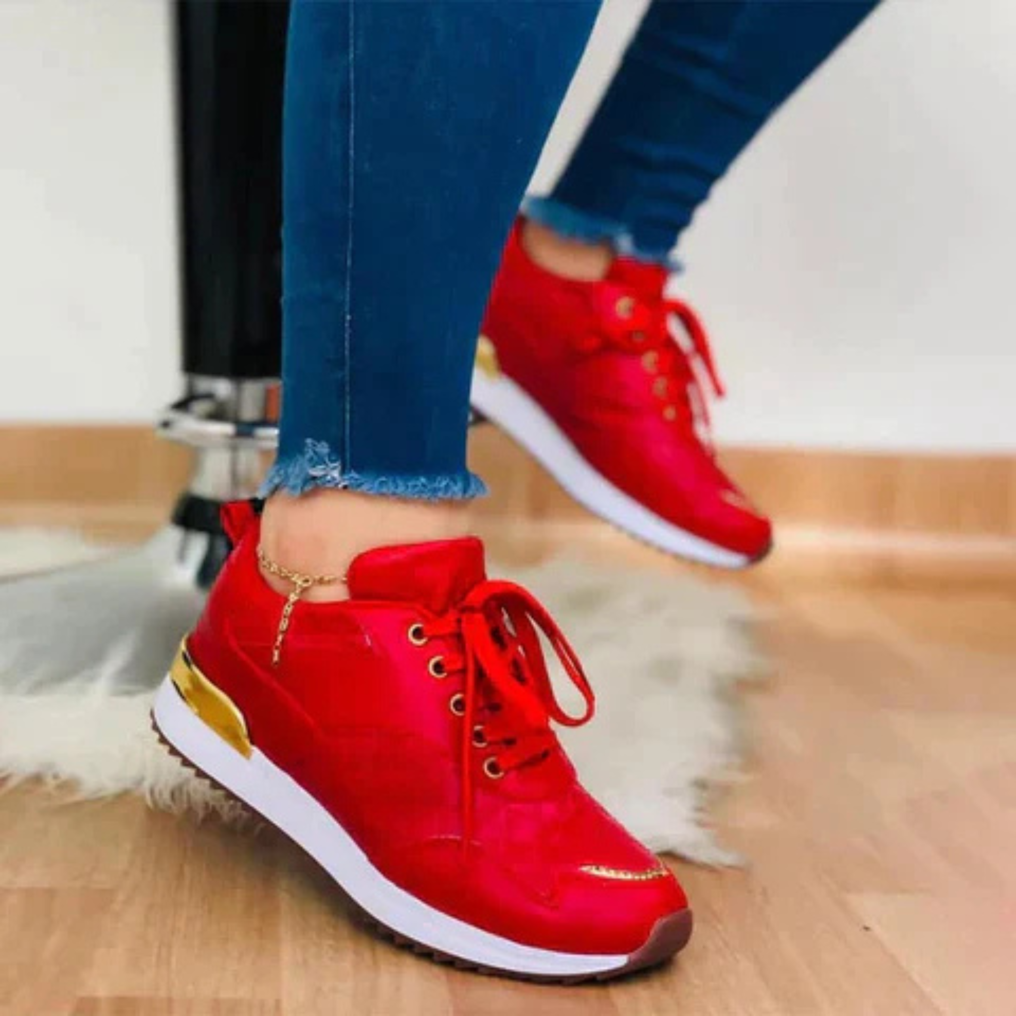 Rosie Blackwood | White & Gold Fashion Sneakers with Heart Detail