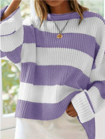 Sophie Lewis | Striped Batwing Sleeve Knit Sweater