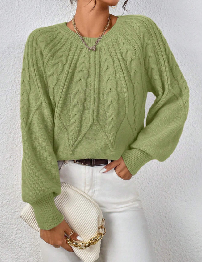 Georgina Hill | Cable Knit Crew Neck Sweater