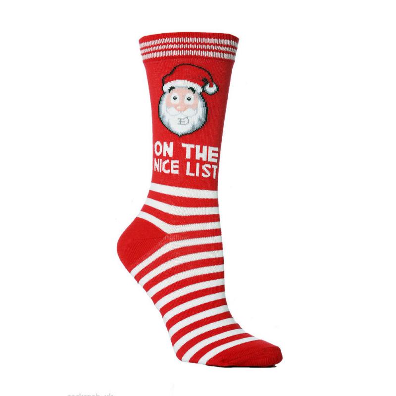 Merry Stride | Chaussettes de Noël rouges à visage de renne pour femmes