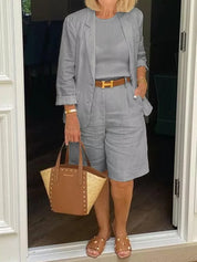 Charlotte Devereux | Effortless Linen Blazer & Shorts Set For Women