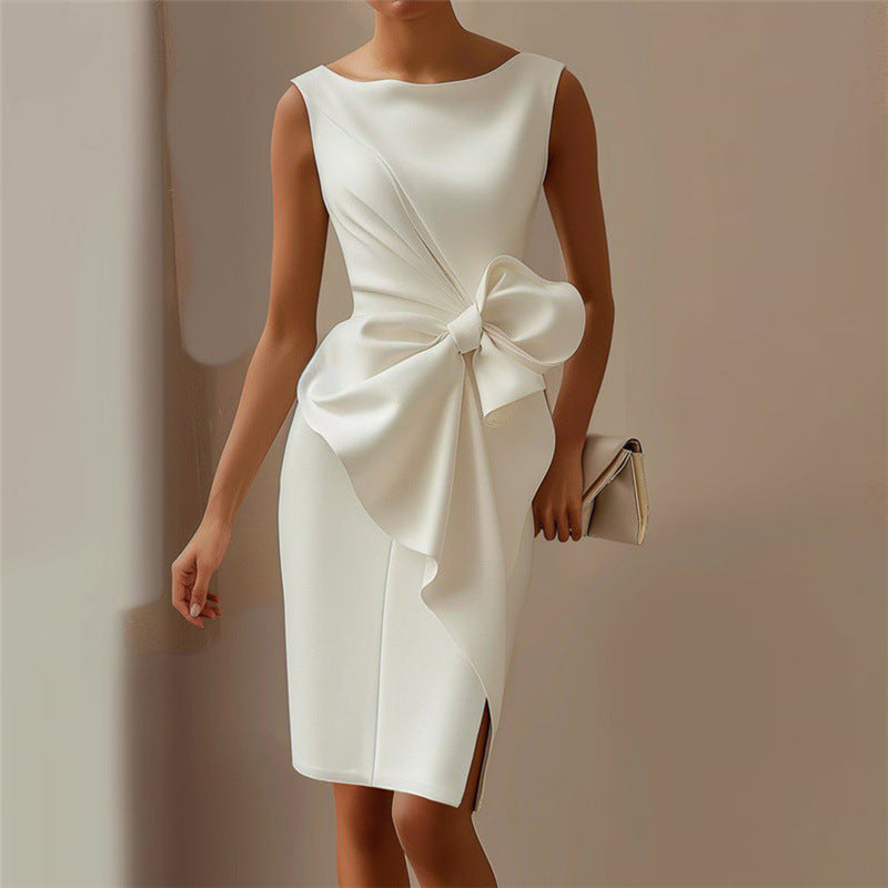 Vivienne Lacroix | Bow Detail Midi Dress Sleeveless Elegance