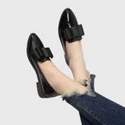 Margot Ashcombe | Patent Leather Loafers With Bow Detail