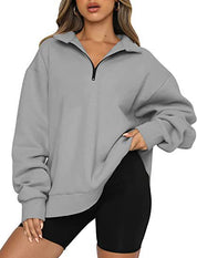 Harriet Fenwick | Oversized Blue Zip-Neck Sweatshirt