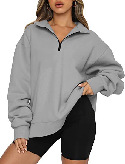 Harriet Fenwick | Oversized Blue Zip-Neck Sweatshirt