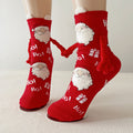 Cocoa Cheer | Chaussettes de Noël rouges magnétiques à motif de père Noël pour femmes
