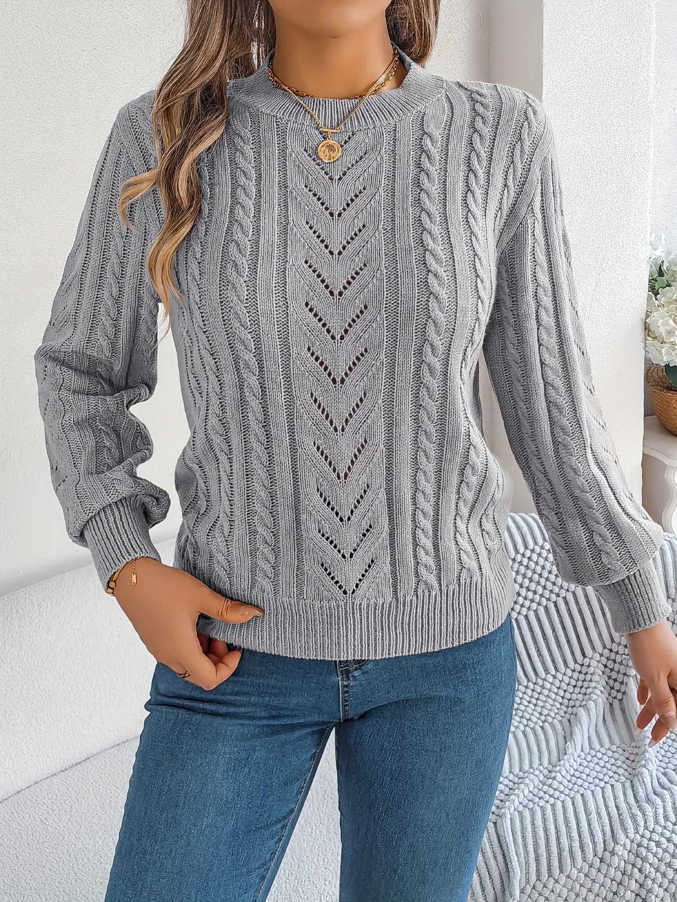 Eleanor Davies | Cable-Knit Textured Sweater