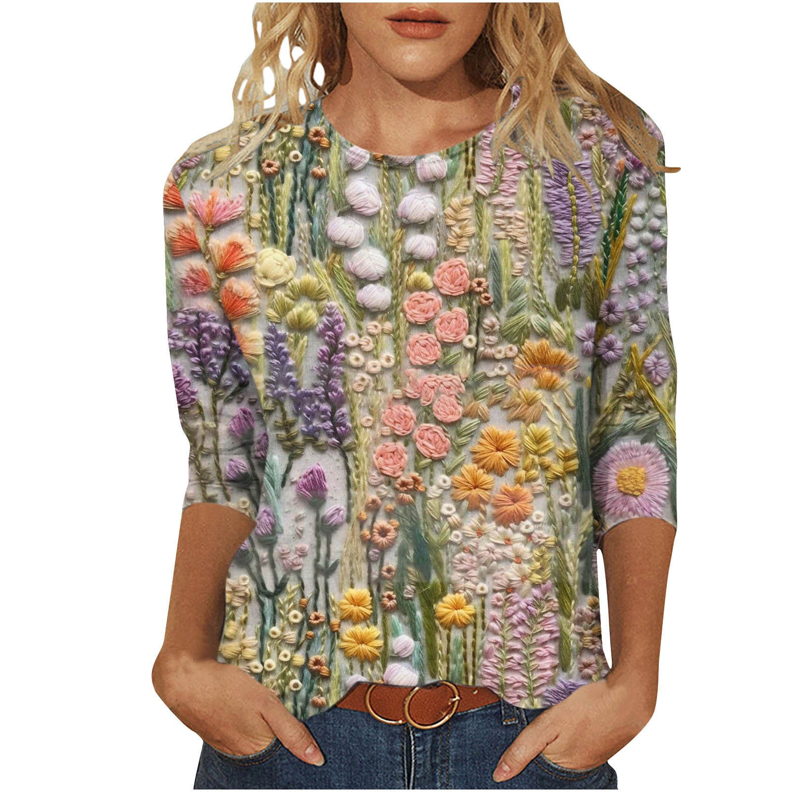Rosie Fairbank | T-shirt z kwiatowym nadrukiem 3D