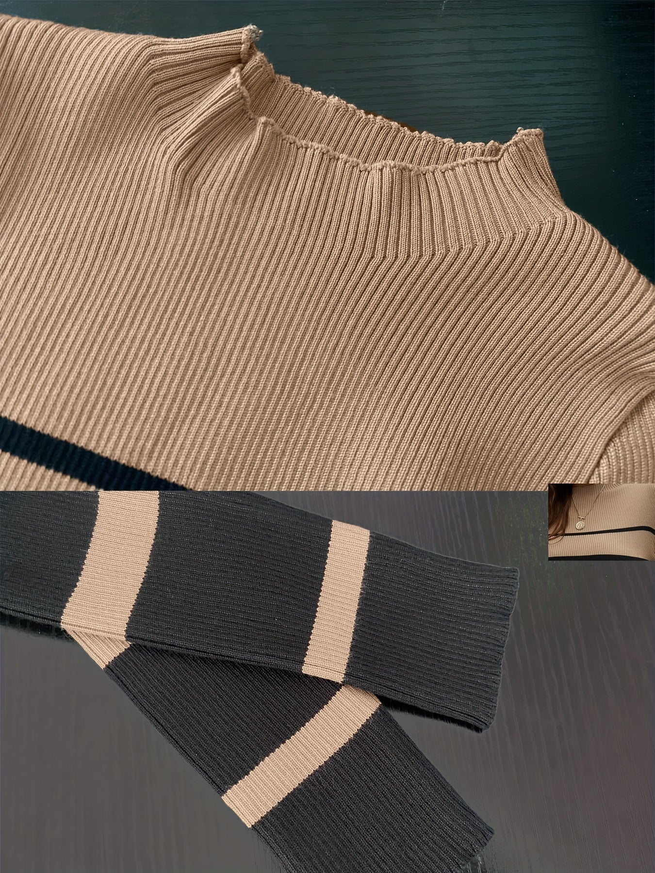 Isla Brown | Robe pull en maille rayée raffinée