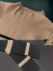 Isla Brown | Robe pull en maille rayée raffinée