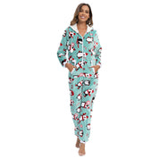 Combinaison de Noël à capuche Gris imprimée pingouin Snowy Paws pour femmes