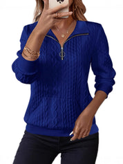 Harriet Baker | Sweat-shirt en maille torsadée à demi-zip