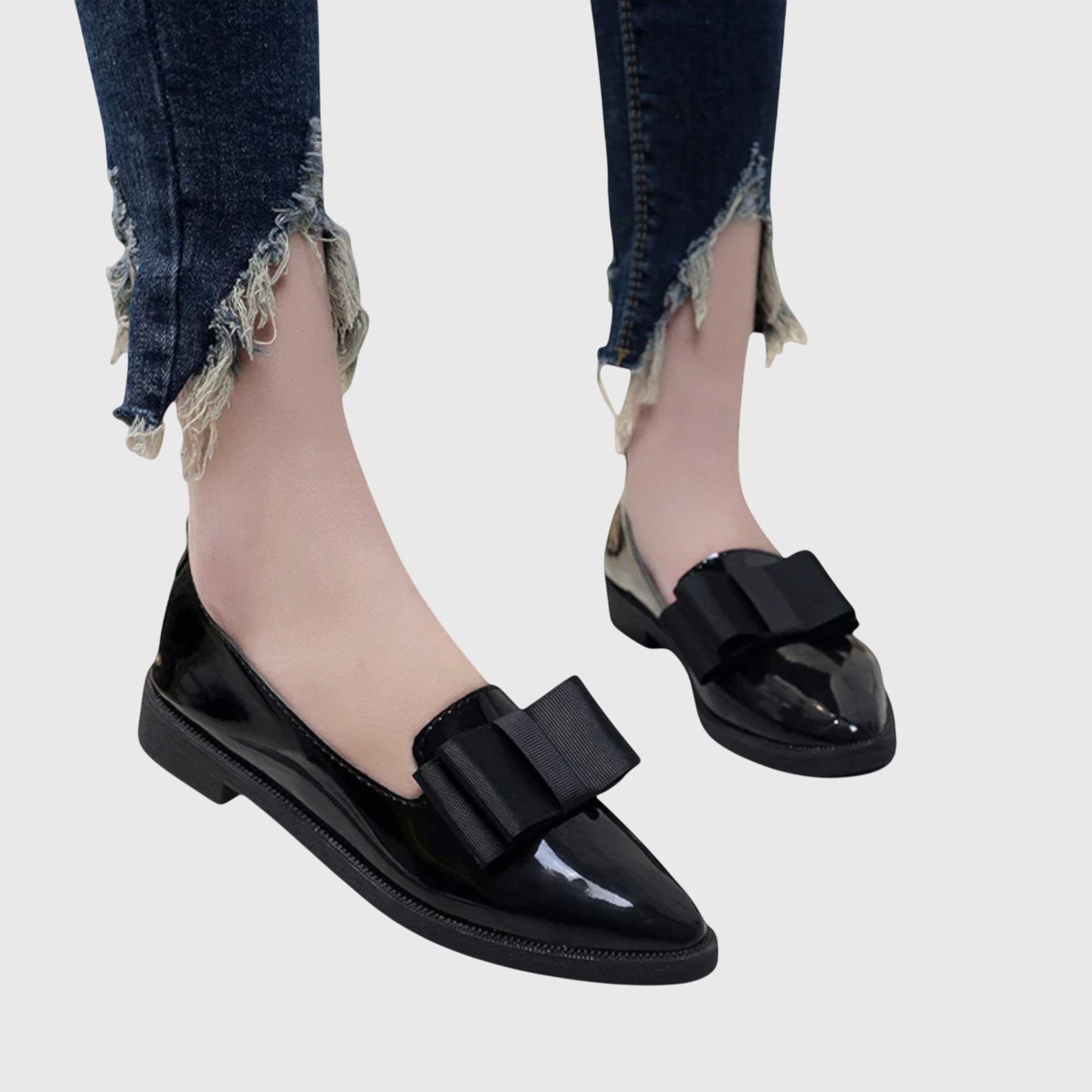 Margot Ashcombe | Patent Leather Loafers With Bow Detail