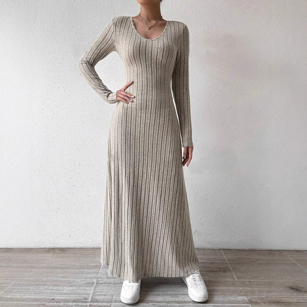 Jemima Lewis | Robe longue en maille côtelée à manches longues
