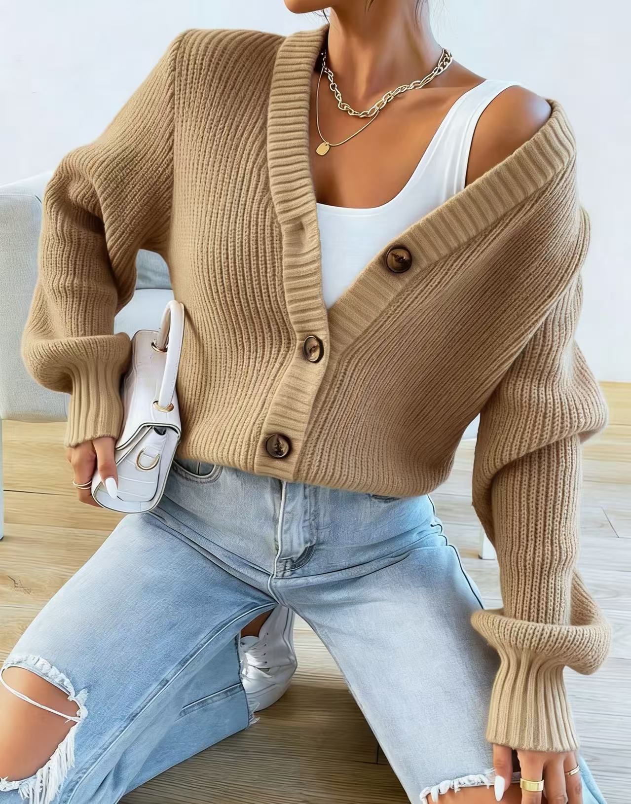 Poppy Edwards | Knitted Button-Front Cardigan