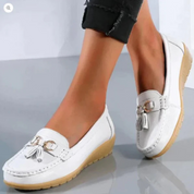 Charlotte Weston | Red Tassel Loafers – Cushioned Comfort Flats