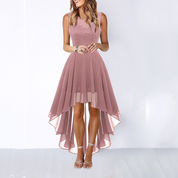 Ophelia Renard | Asymmetrical High-Low Evening Dress in Burgundy Lace