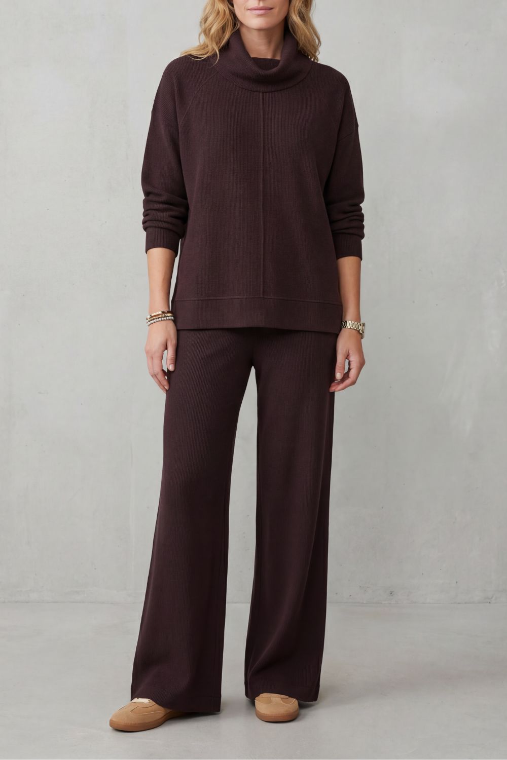 Tabitha Langford | Ensemble d’intérieur en maille Luverra – col roulé et pantalon à jambes larges