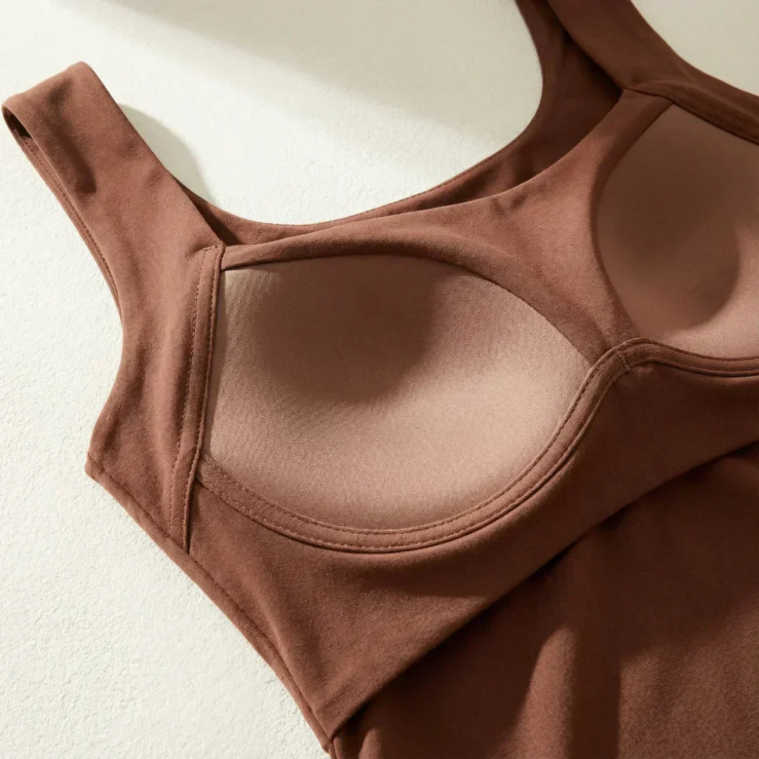 Victoria Wells | Built-In Bra Tank Top in Warm Mocha