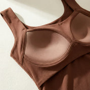 Victoria Wells | Built-In Bra Tank Top in Warm Mocha