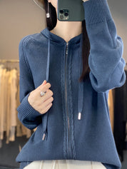 Georgina Wright | Zip-Up Knit Hoodie Cardigan