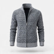 Callum Bramwell | Diamond-Pattern Knit Cardigan With Zip Front