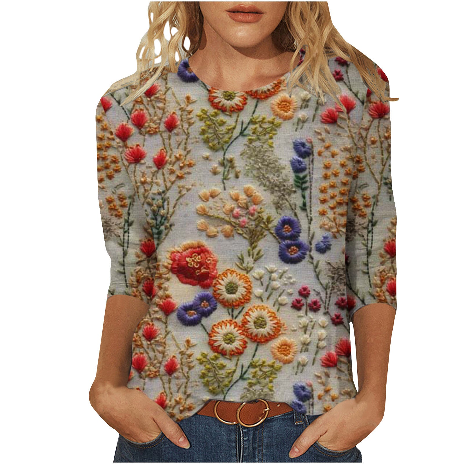 Rosie Fairbank | T-shirt z kwiatowym nadrukiem 3D