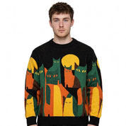 Dexter Holloway | Knitted Cat Print Sweater For Men
