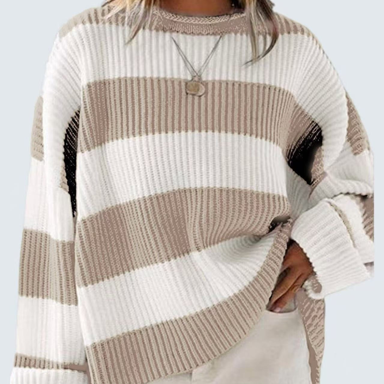 Sophie Lewis | Striped Batwing Sleeve Knit Sweater