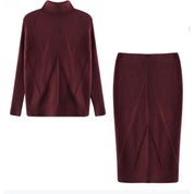 Eleanor Scott | Ensemble pull en maille à col roulé et jupe midi