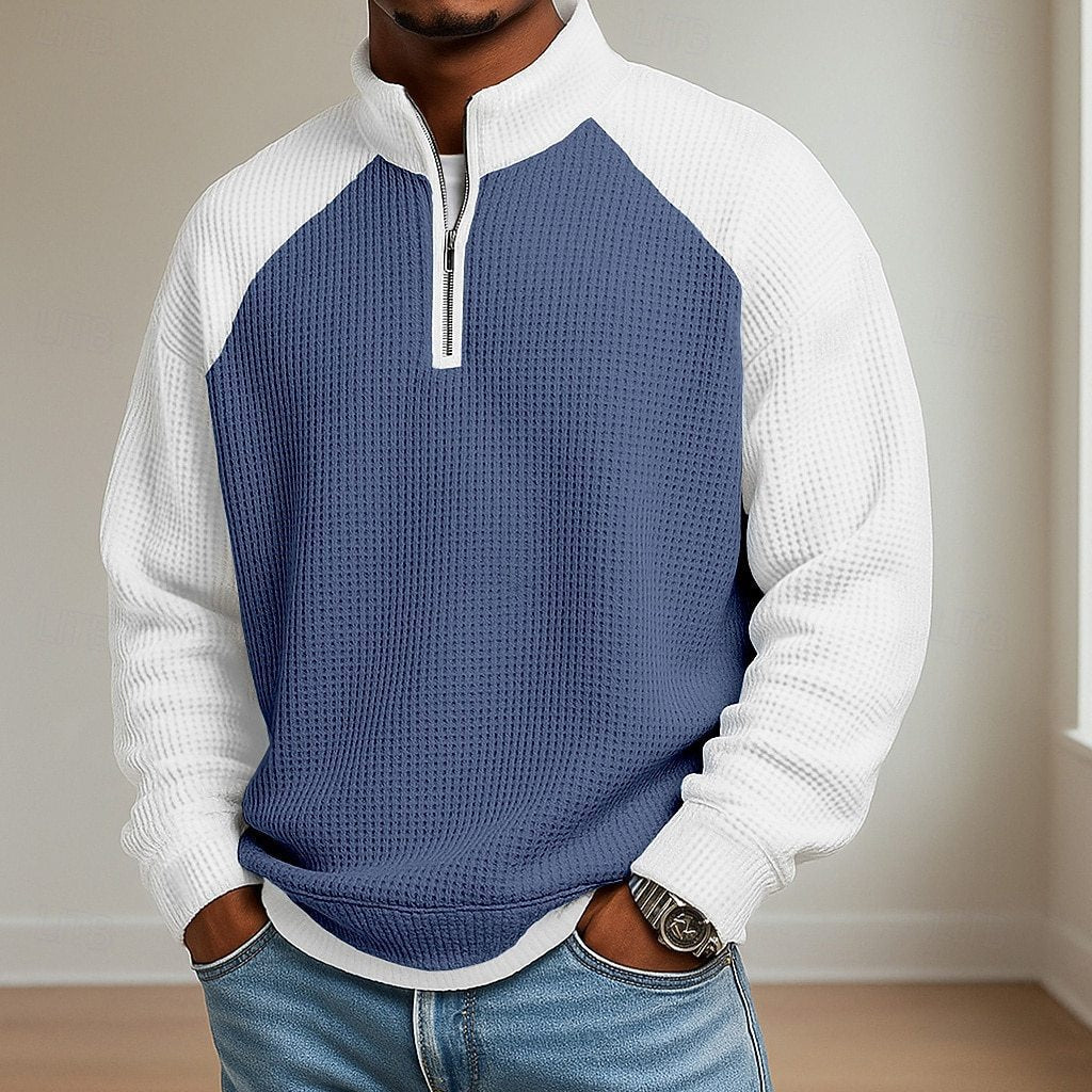 Jonathan Astley | Pletený sveter s kontrastnými blokmi farieb a krátkym zipsom