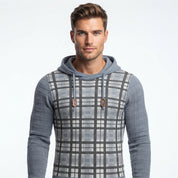 Barnaby Hollis | Checkered Knit Hoodie With Drawstring Hood