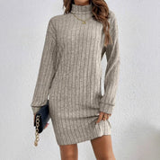Emma Jones | Ribbed Turtleneck Knit Mini Dress