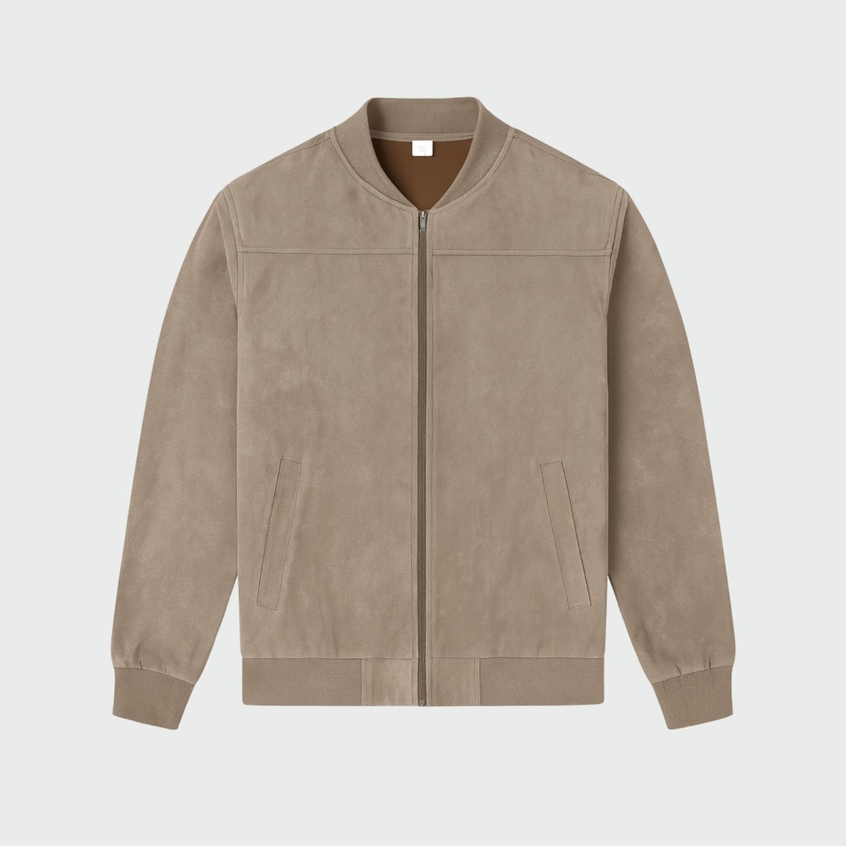 Adrian Beaumont | Microsuede Bomber Jacket with Refined Edge (Khaki)