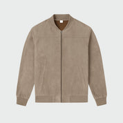 Adrian Beaumont | Microsuede Bomber Jacket with Refined Edge (Khaki)