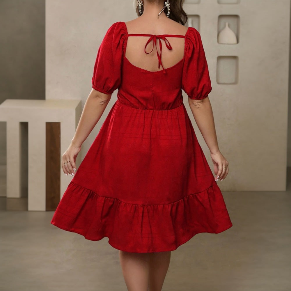 Adriana Bellucci | Plus Size Red Pleated Midi Dress