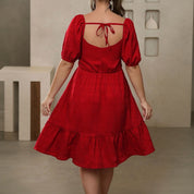 Adriana Bellucci | Plus Size Red Pleated Midi Dress