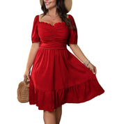 Adriana Bellucci | Plus Size Red Pleated Midi Dress