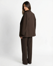 Adrienne Solvay | Chocolate Brown Double Breasted Blazer Tailored Set