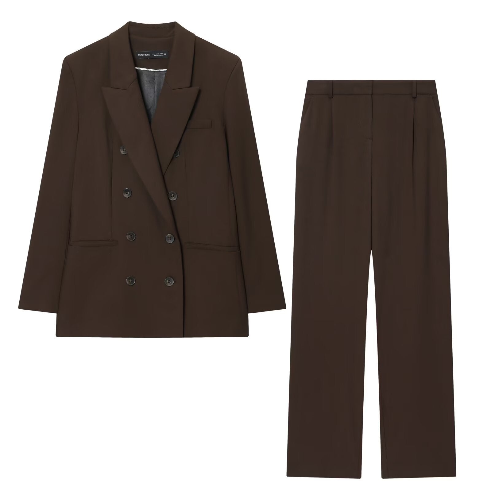 Adrienne Solvay | Chocolate Brown Double Breasted Blazer Tailored Set