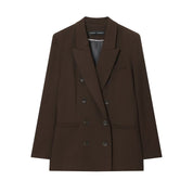 Adrienne Solvay | Chocolate Brown Double Breasted Blazer Tailored Set