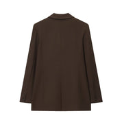 Adrienne Solvay | Chocolate Brown Double Breasted Blazer Tailored Set