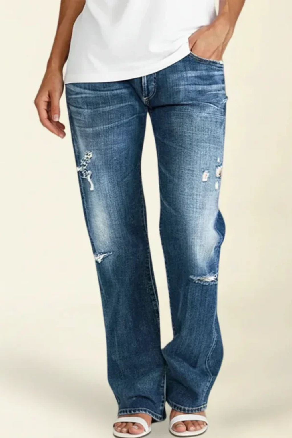 Alessandro Vieri | Distressed Denim Boyfriend Jeans For Women