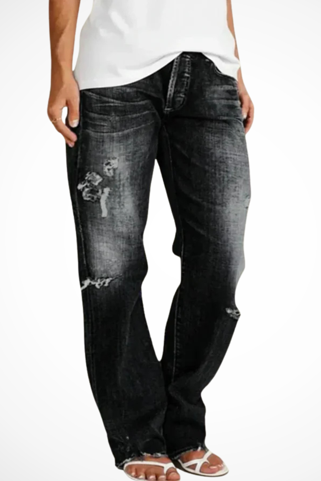 Alessandro Vieri | Distressed Denim Boyfriend Jeans For Women